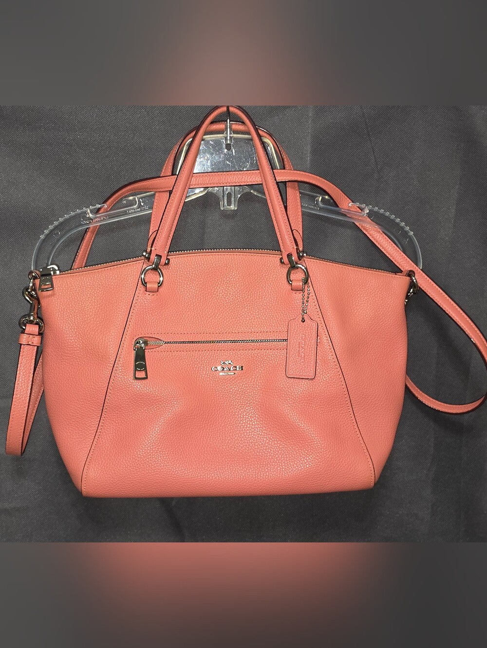 Coach Coral Pink Colored Leather Satchel Crossbody Bag